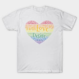 LGBTQ Pride Word Cloud Art Heart T-Shirt